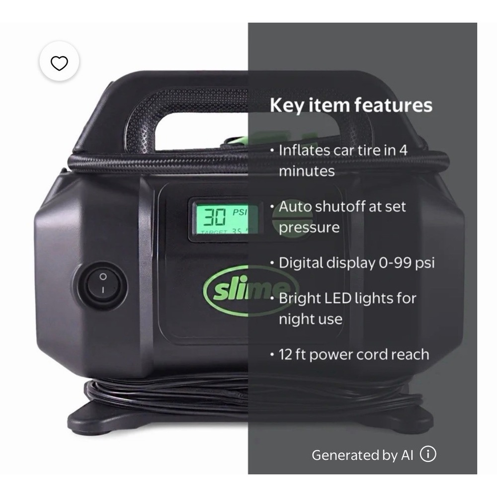 Portable Car Air Compressor, Rugged, Inflate Automatic Shut Off, Digital Display - Picture 2 of 10
